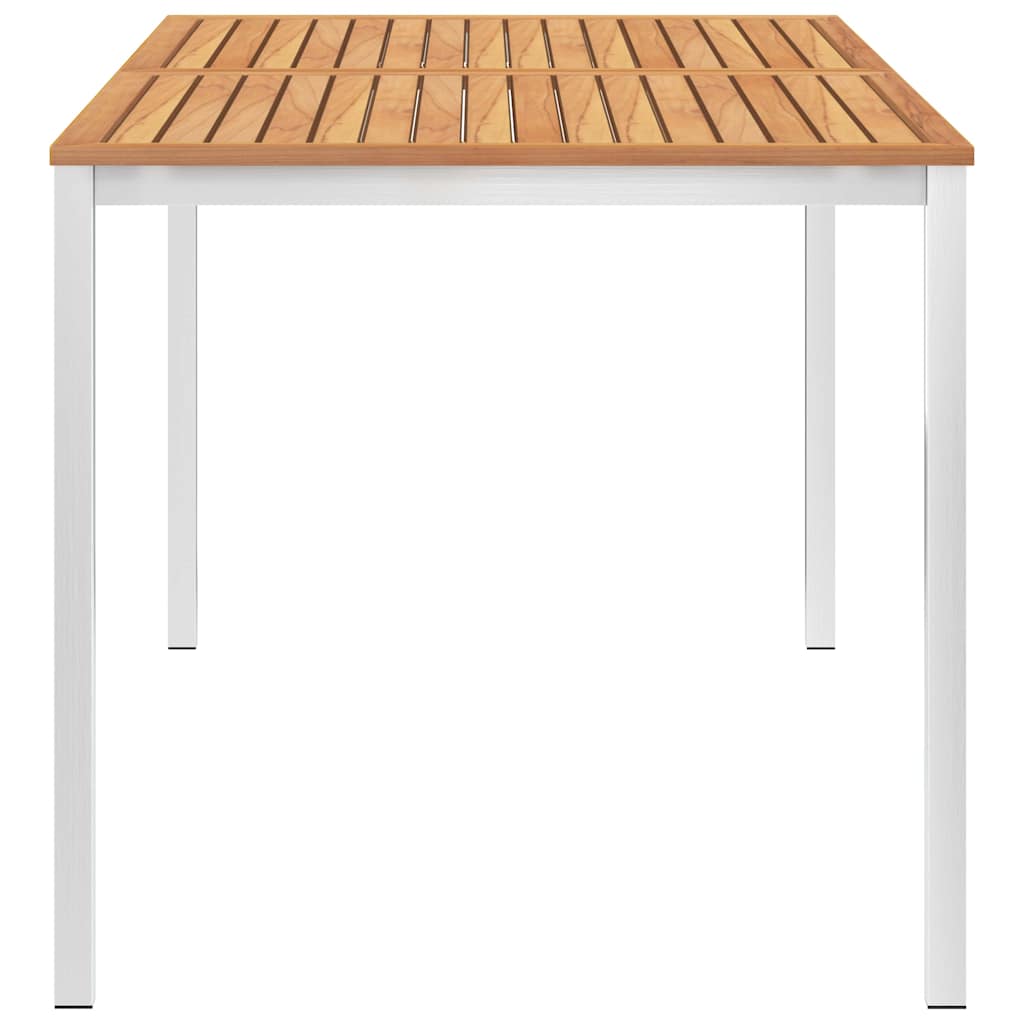 Tavolo da Pranzo Giardino 160x80x75cm Legno Teak e Acciaio Inox