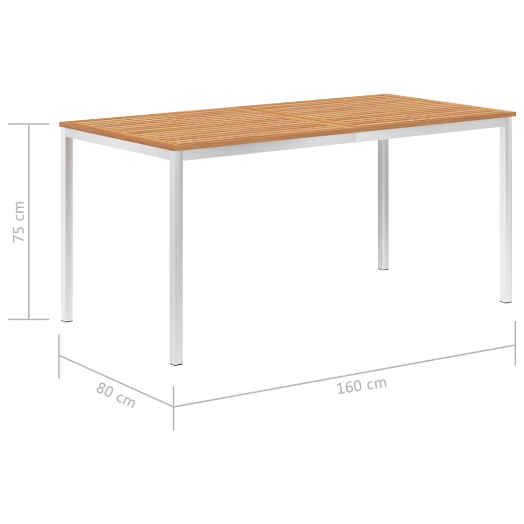 Tavolo da Pranzo Giardino 160x80x75cm Legno Teak e Acciaio Inox
