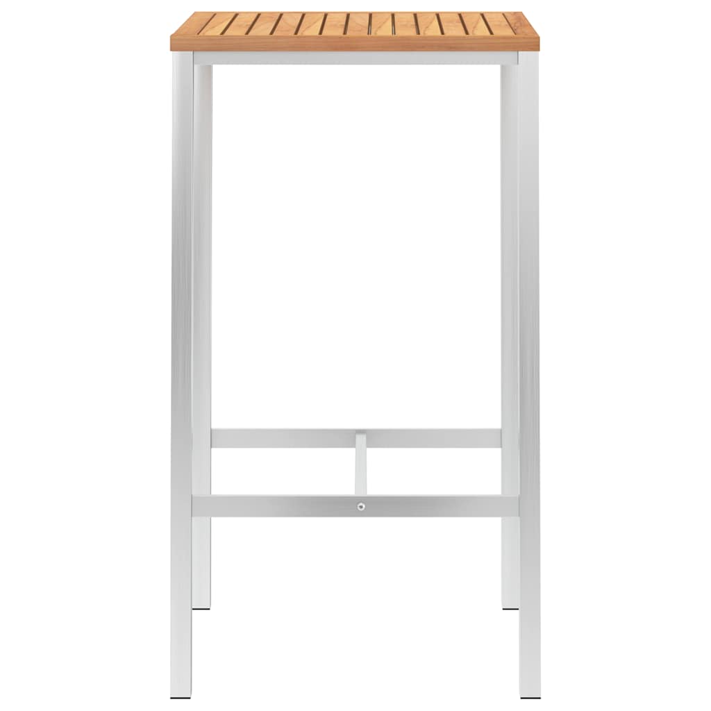 Tavolo da Bar 60x60x105 cm in Legno di Teak e Acciaio Inox