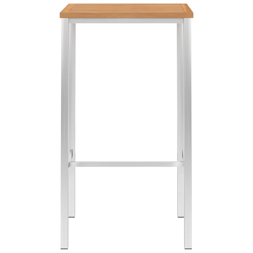 Tavolo da Bar 60x60x105 cm in Legno di Teak e Acciaio Inox