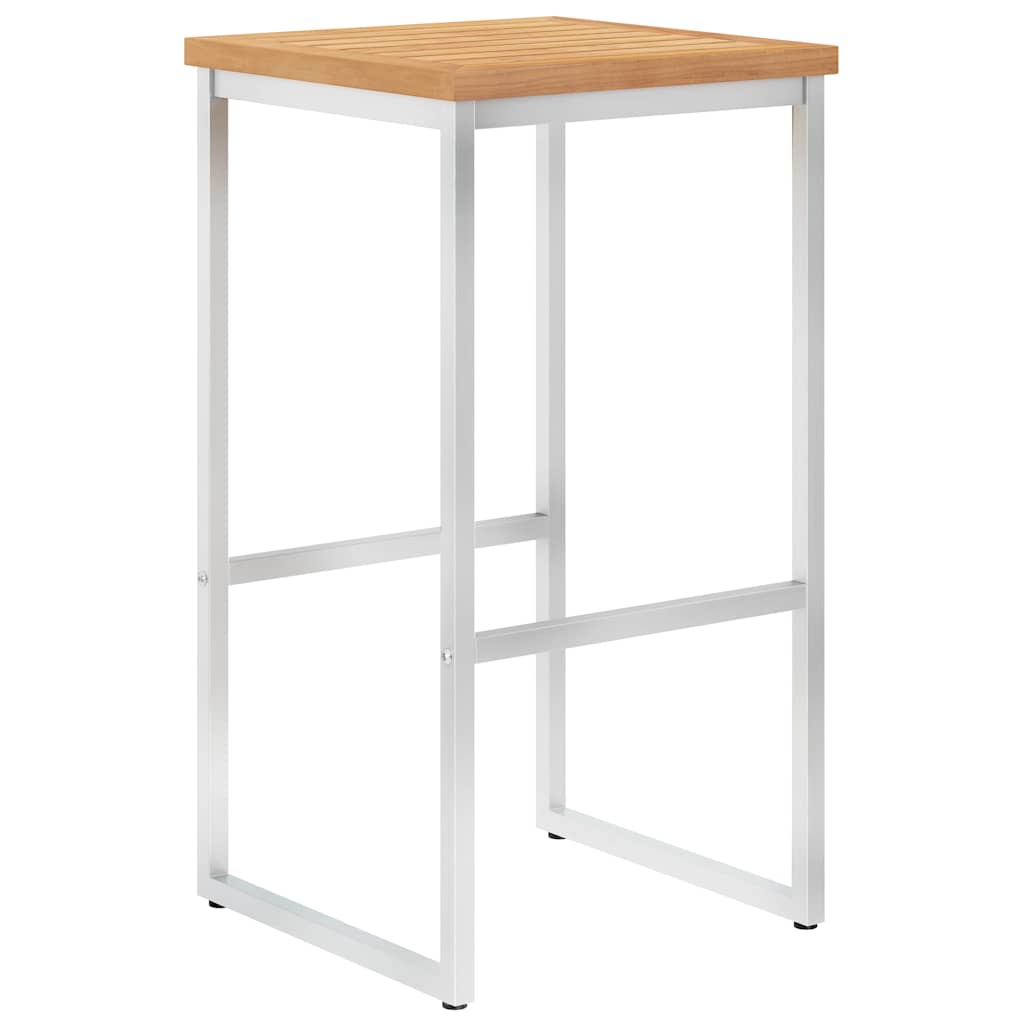 Sgabelli da Bar 4 pz in Legno Massello di Teak e Acciaio Inox