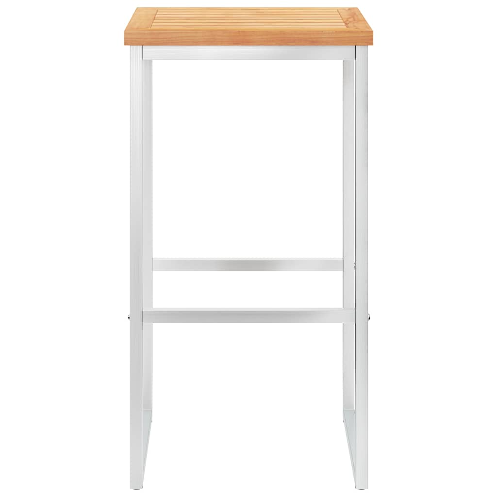 Sgabelli da Bar 4 pz in Legno Massello di Teak e Acciaio Inox