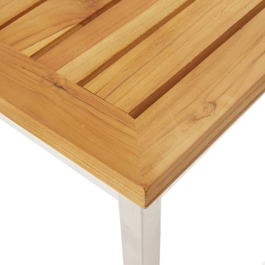 Sgabelli da Bar 4 pz in Legno Massello di Teak e Acciaio Inox