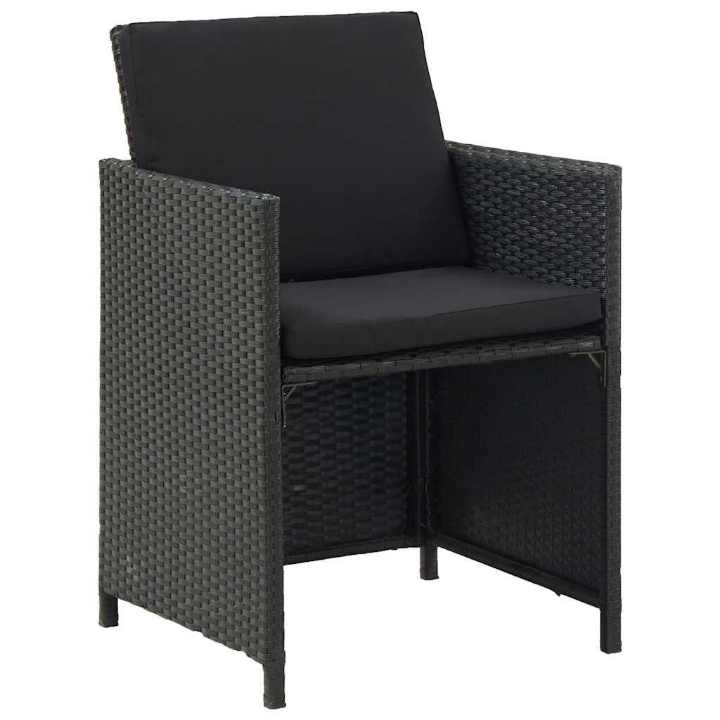 Set da Pranzo da Giardino 5 pz con Cuscini in Polyrattan Nero