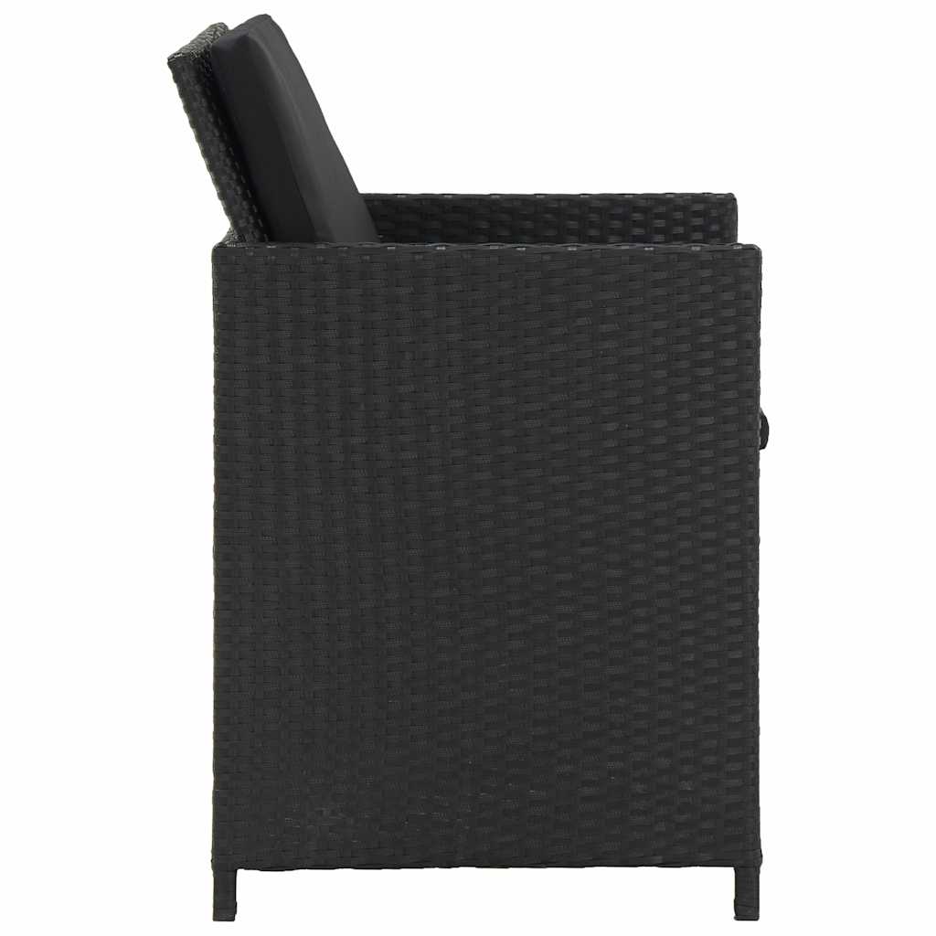 Set da Pranzo da Giardino 5 pz con Cuscini in Polyrattan Nero