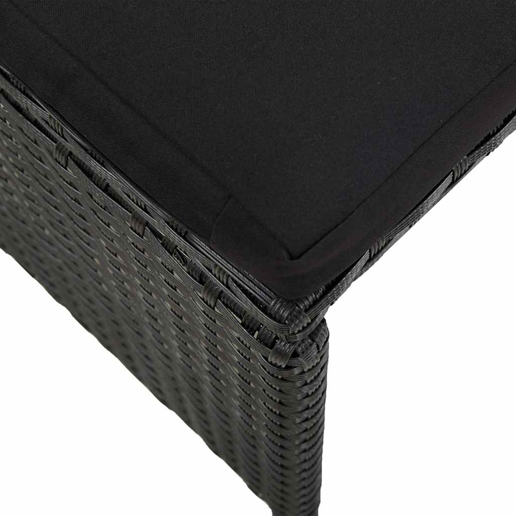 Set da Pranzo da Giardino 5 pz con Cuscini in Polyrattan Nero