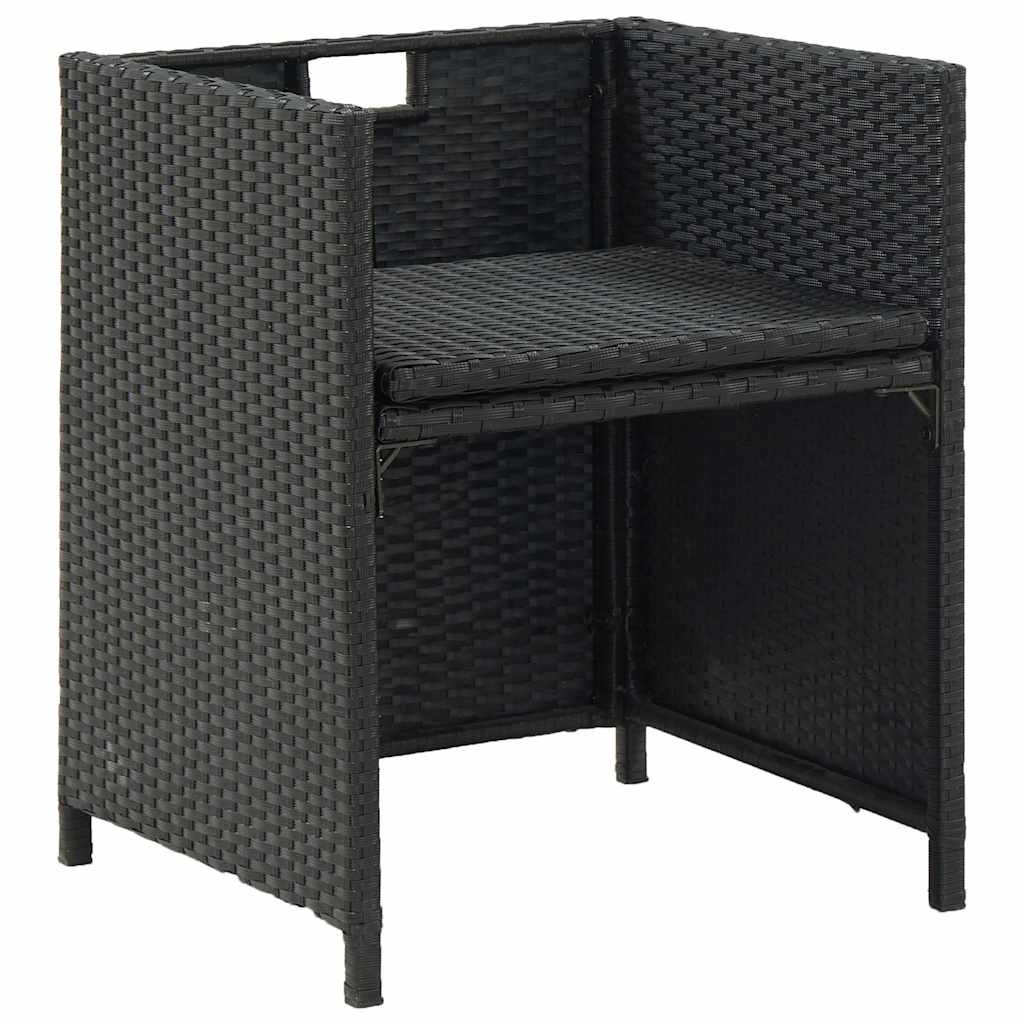 Set da Pranzo da Giardino 5 pz con Cuscini in Polyrattan Nero
