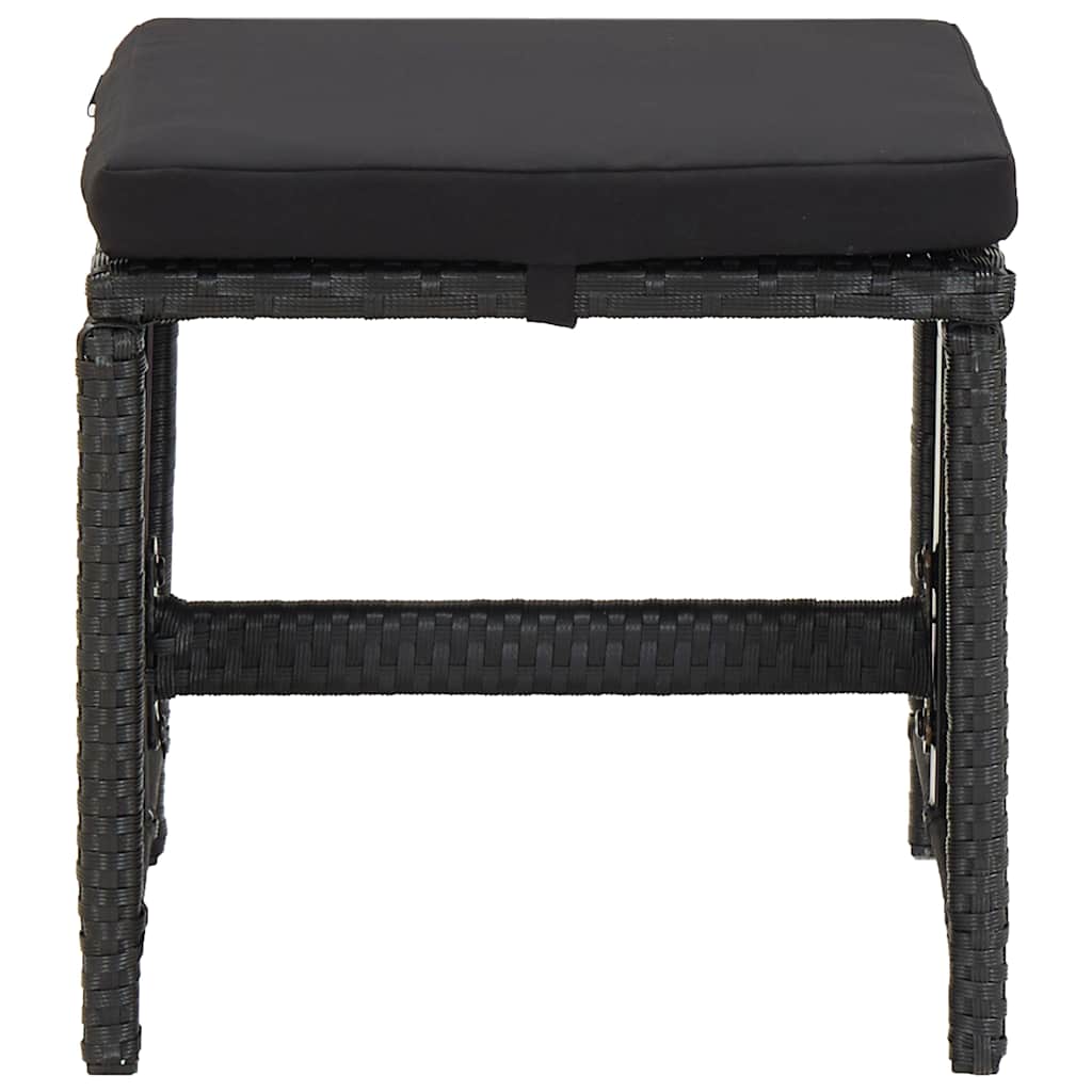 Set da Pranzo da Giardino 5 pz con Cuscini in Polyrattan Nero