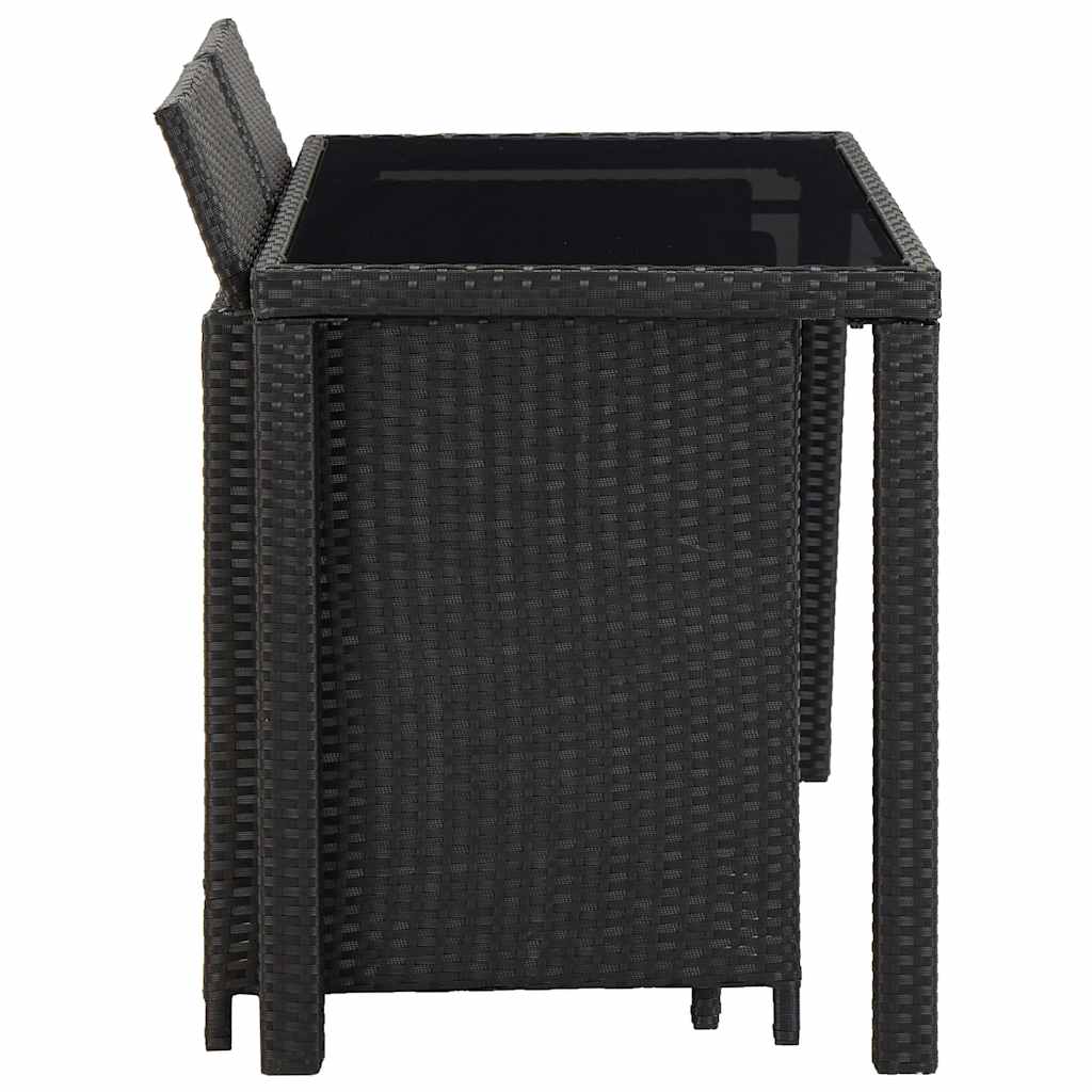 Set da Pranzo da Giardino 5 pz con Cuscini in Polyrattan Nero