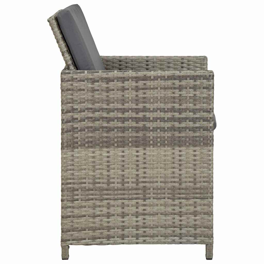 Set da Pranzo da Giardino 5 pz con Cuscini in Polyrattan Grigio
