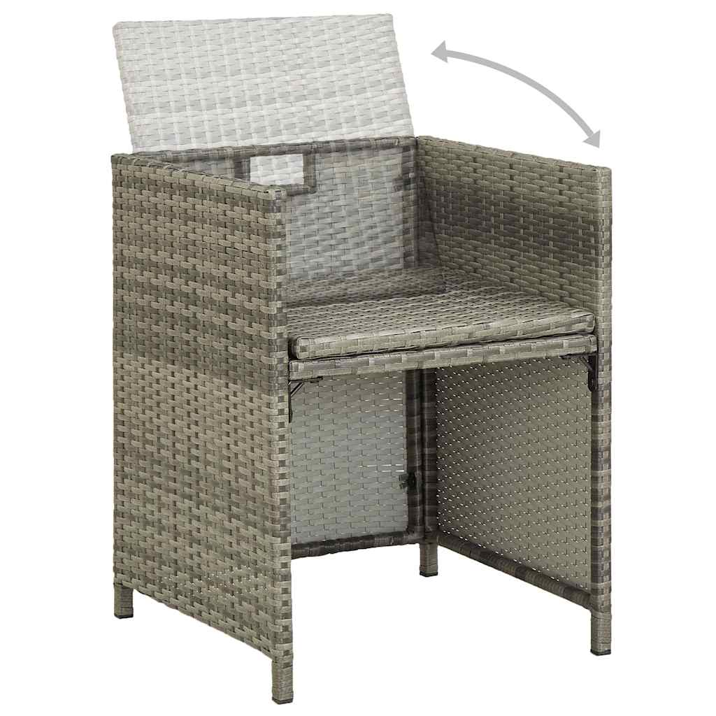Set da Pranzo da Giardino 5 pz con Cuscini in Polyrattan Grigio