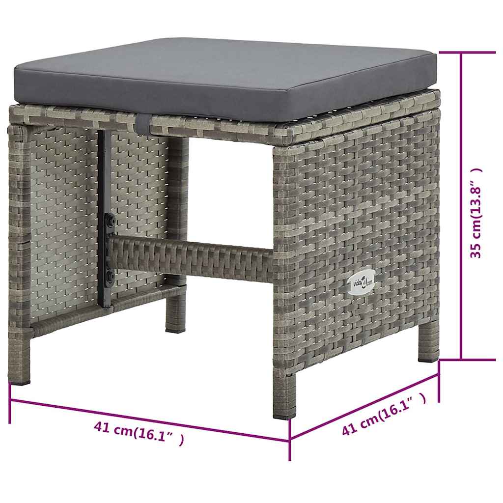 Set da Pranzo da Giardino 5 pz con Cuscini in Polyrattan Grigio