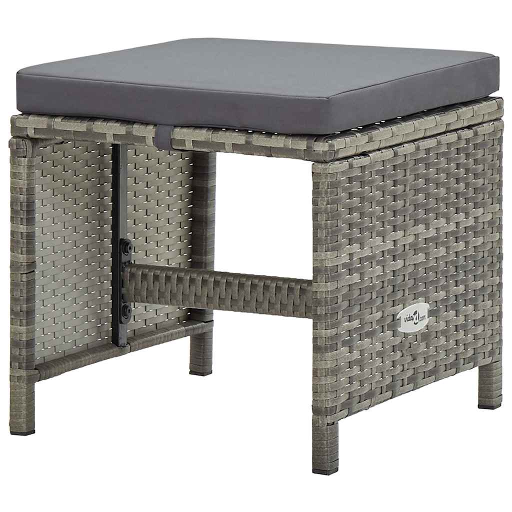 Set da Pranzo da Giardino 5 pz con Cuscini in Polyrattan Grigio