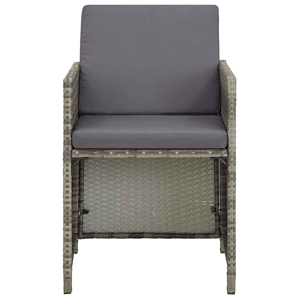 Set da Pranzo da Giardino 5 pz con Cuscini in Polyrattan Grigio
