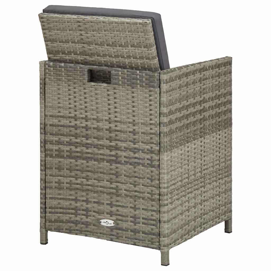 Set da Pranzo da Giardino 5 pz con Cuscini in Polyrattan Grigio