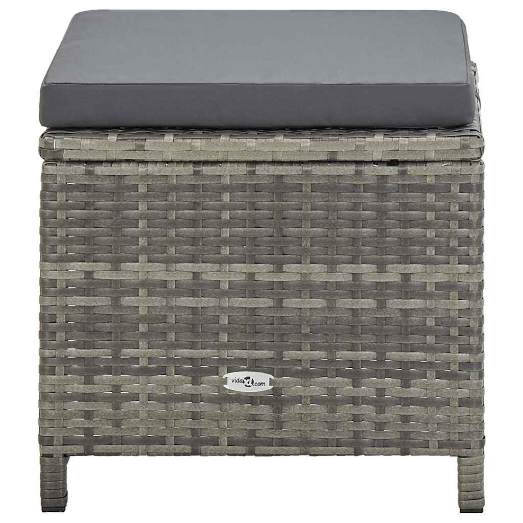 Set da Pranzo da Giardino 5 pz con Cuscini in Polyrattan Grigio