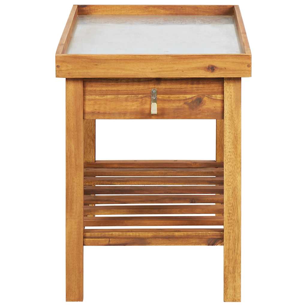 Banco da Lavoro per Giardino Piano in Zinco e Massello d'Acacia