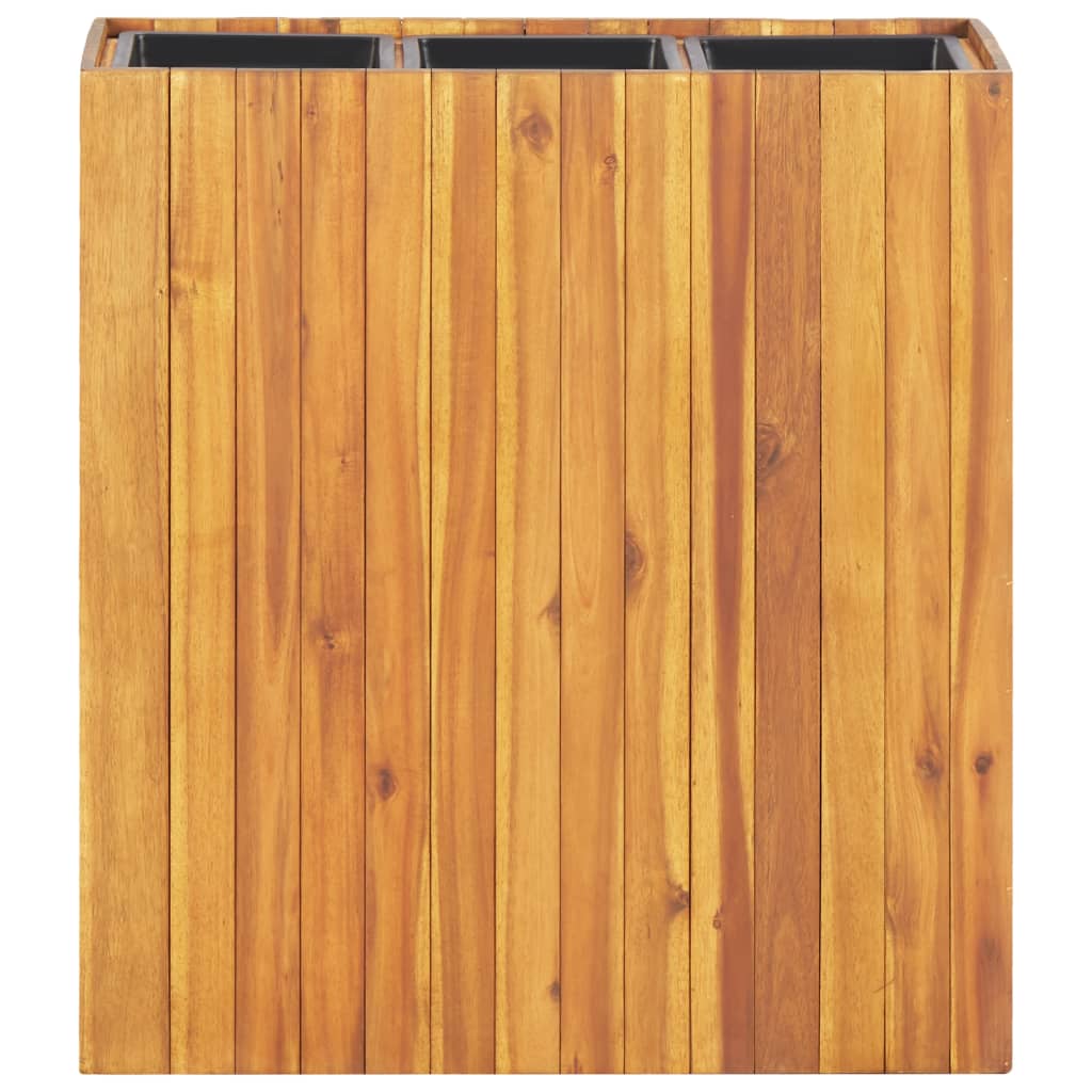 Letto Rialzato da Giardino con 3 Vasi Legno Massello d'Acacia