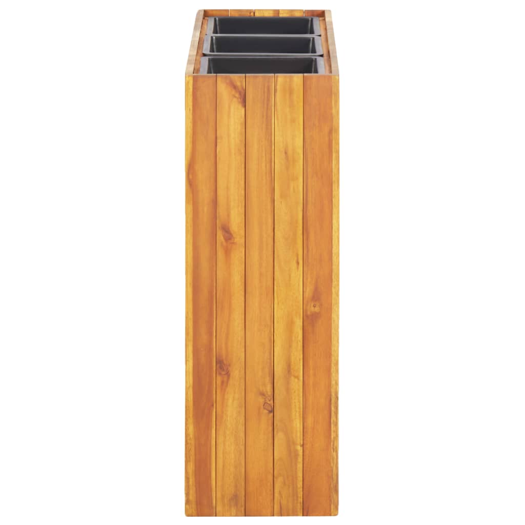 Letto Rialzato da Giardino con 3 Vasi Legno Massello d'Acacia