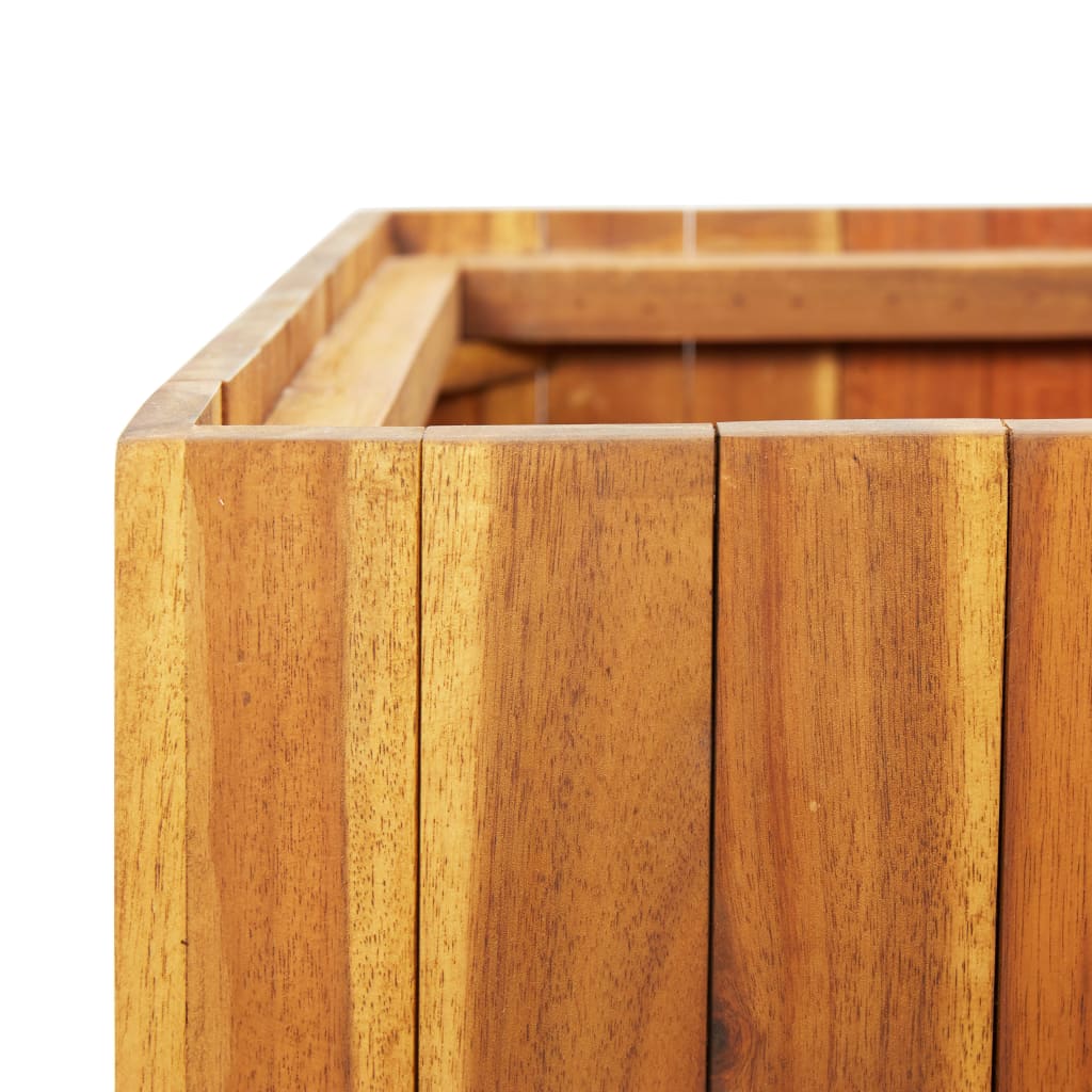 Letto Rialzato da Giardino con 3 Vasi Legno Massello d'Acacia