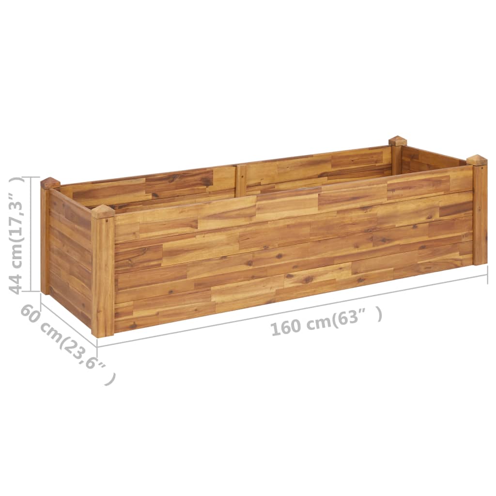 Letto Rialzato da Giardino 160x60x44 cm Legno Massello d'Acacia