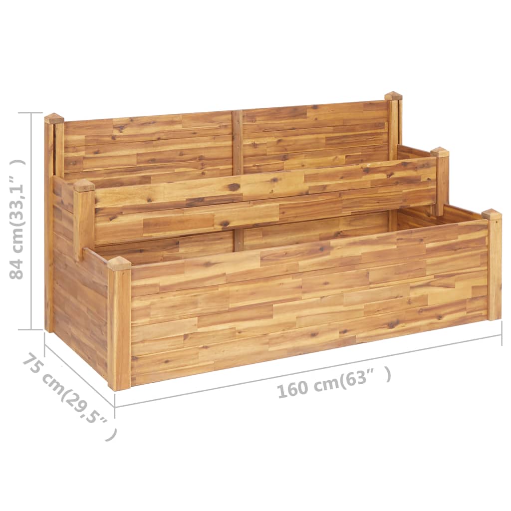 Fioriera da Giardino a 2 Livelli 160x75x84cm Massello di Acacia