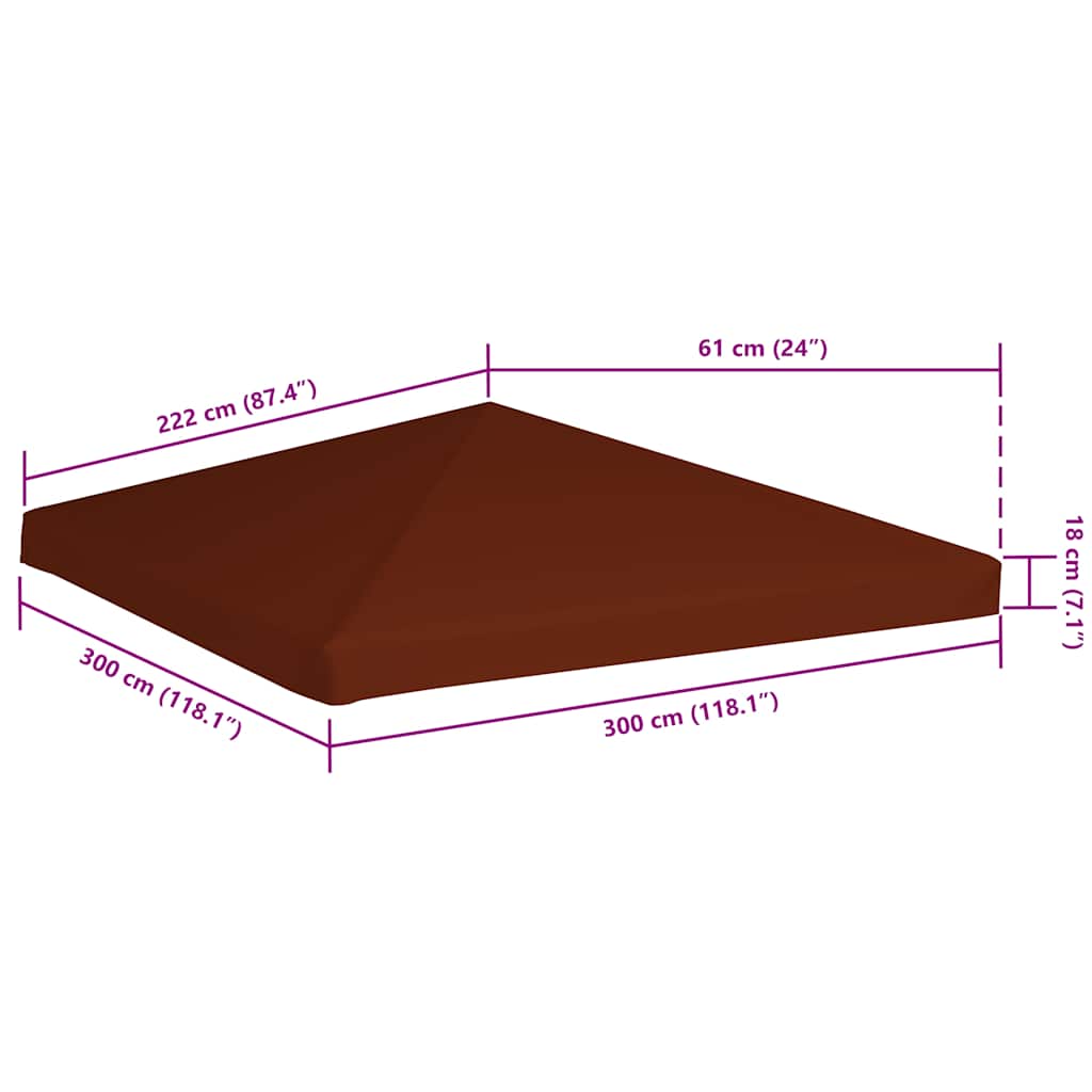 Copertura Superiore Gazebo 310g/m² 3x3 m Terracotta