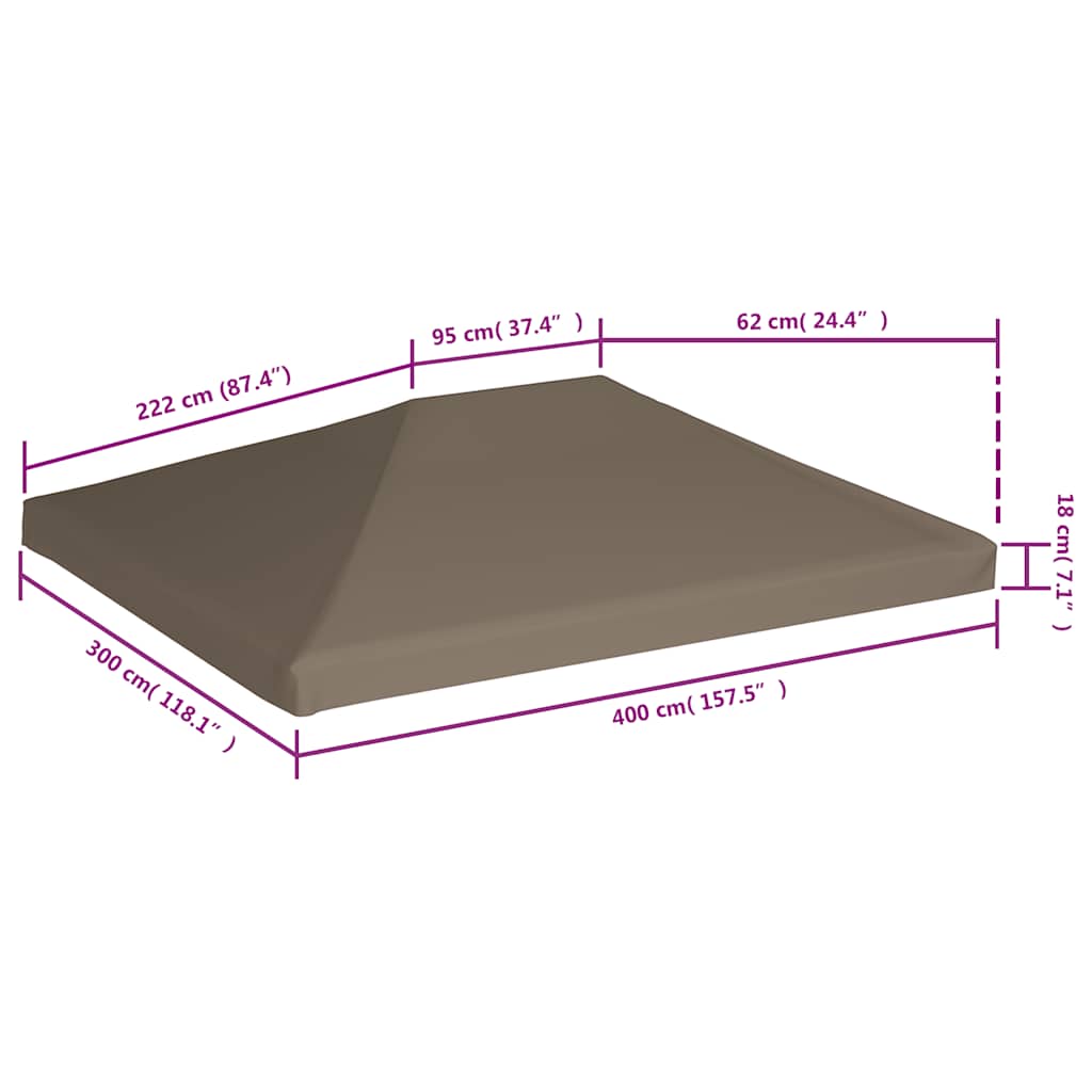 Copertura Superiore per Gazebo 310 g/m² 3x4m Grigio Talpa