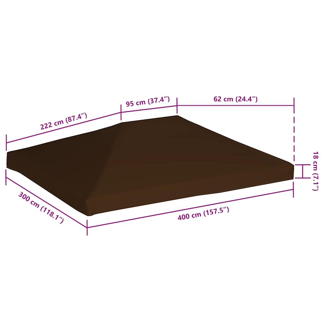 Copertura Superiore per Gazebo 310 g/m² 3x4 m Marrone