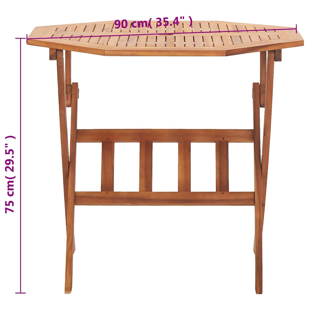 Tavolo da Giardino Pieghevole 90x75 cm in Massello d'Acacia