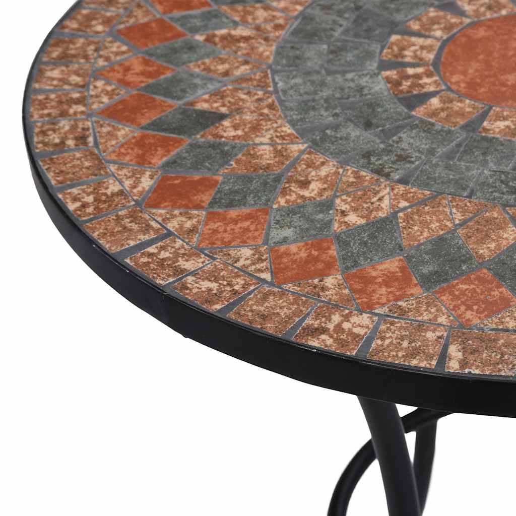 Tavolino da Bistrot con Mosaico Arancio/Grigio 60cm in Ceramica