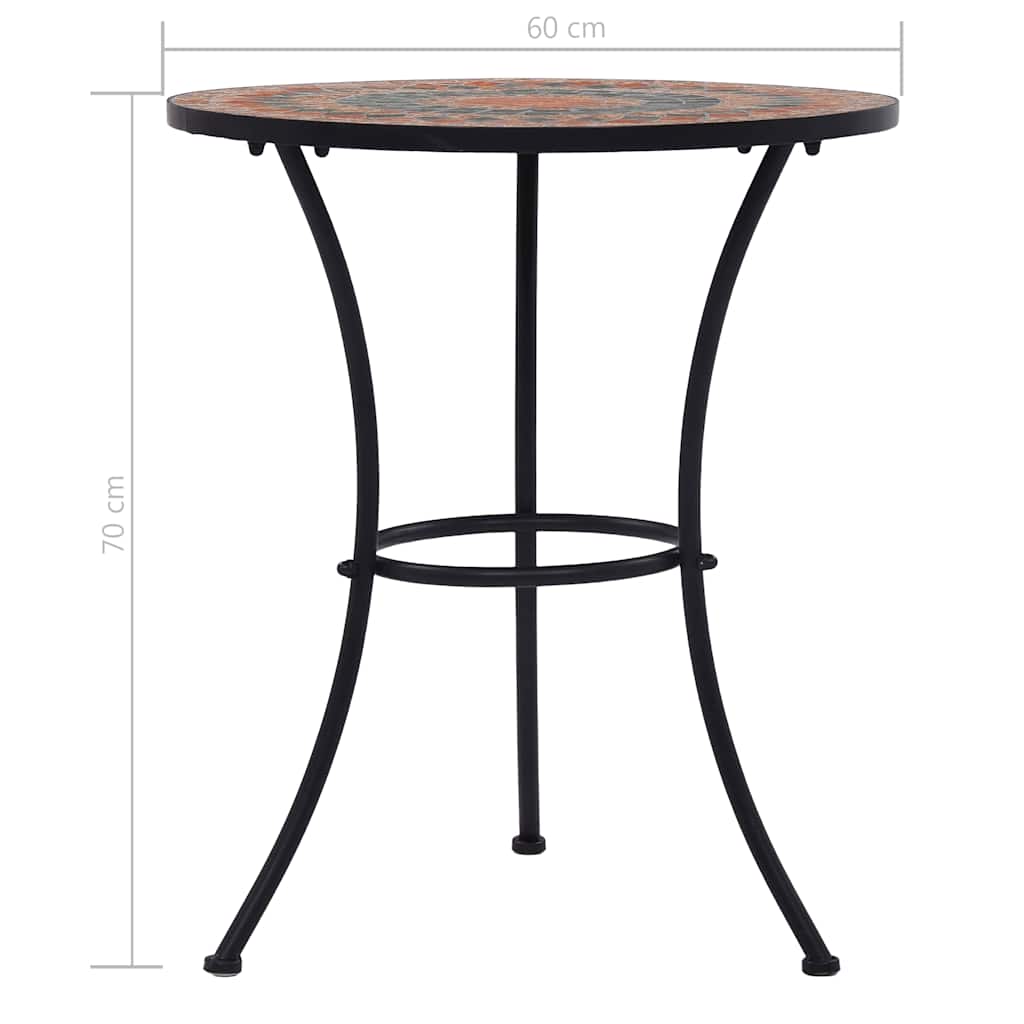 Tavolino da Bistrot con Mosaico Arancio/Grigio 60cm in Ceramica