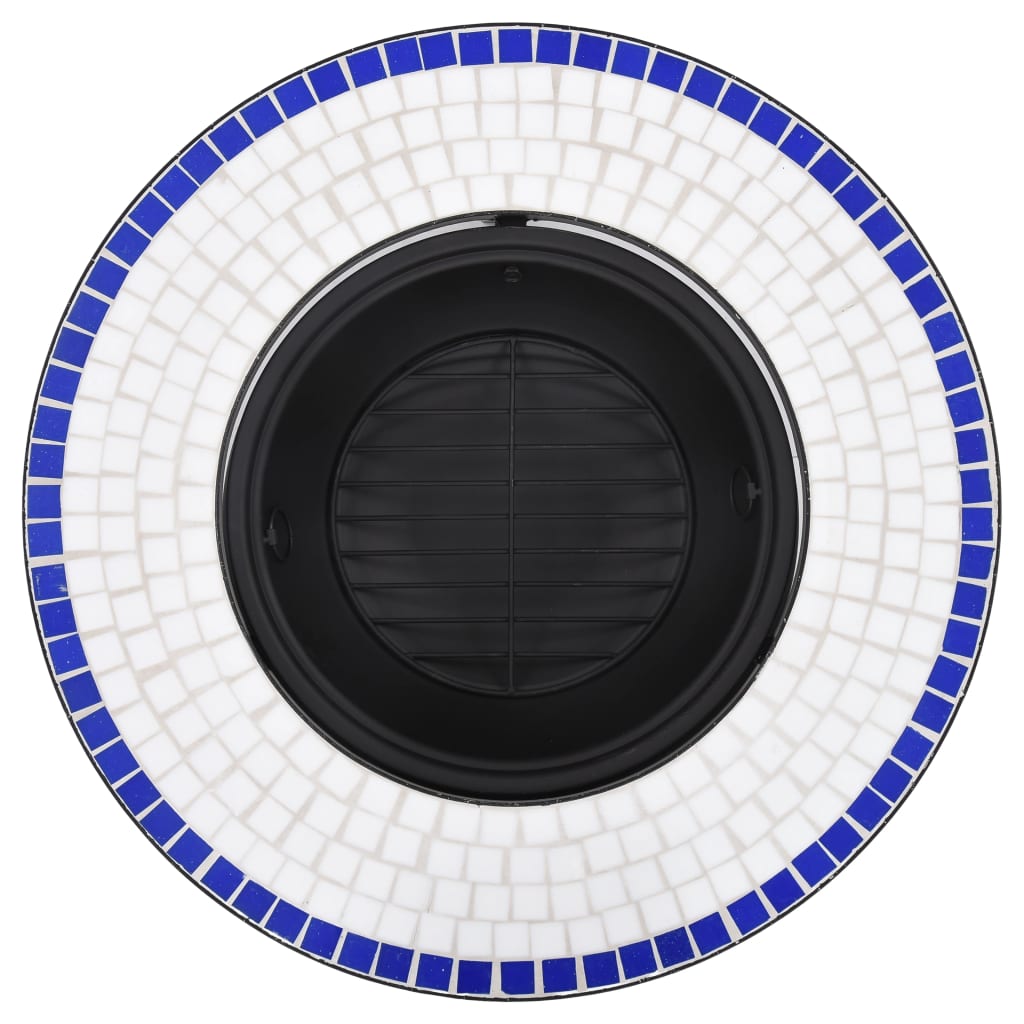 Braciere a Mosaico Blu e Bianco 68 cm in Ceramica