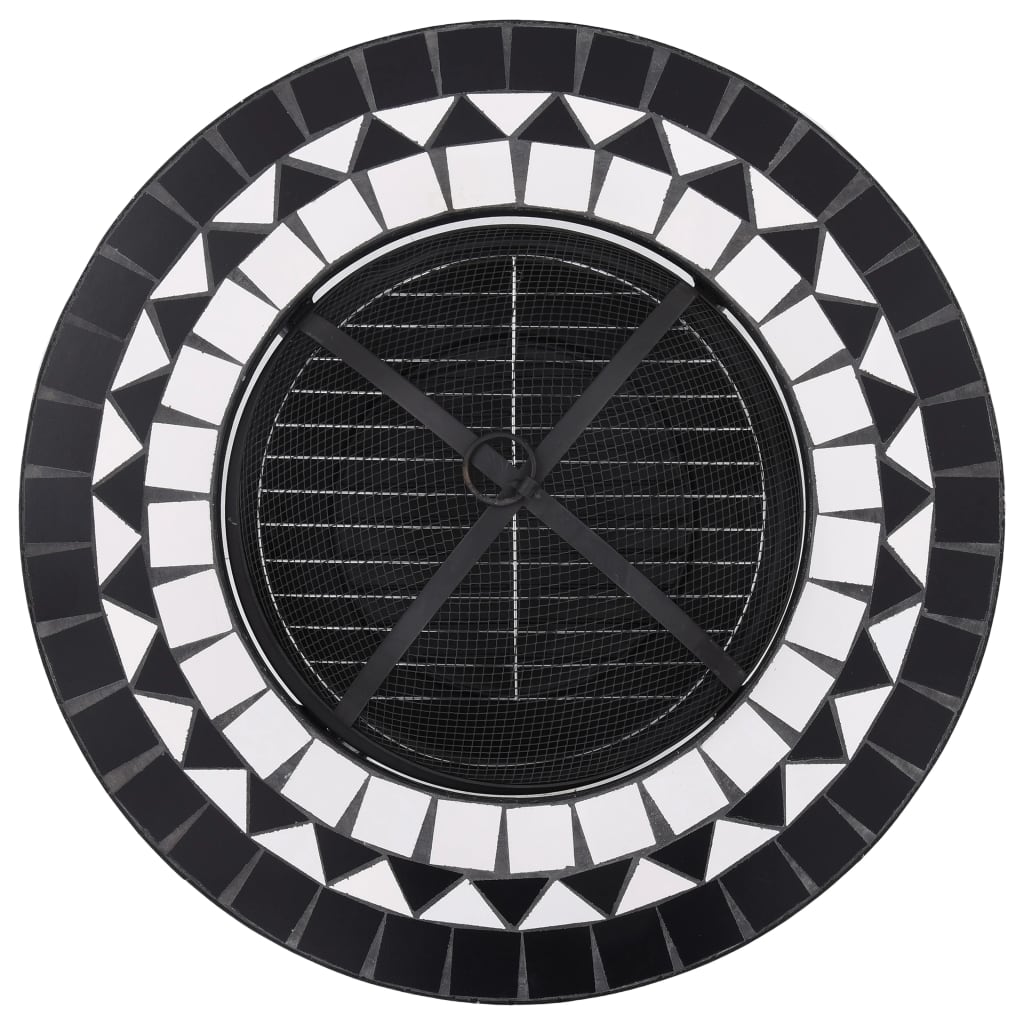 Tavolo con Braciere a Mosaico Nero e Bianco 68 cm in Ceramica