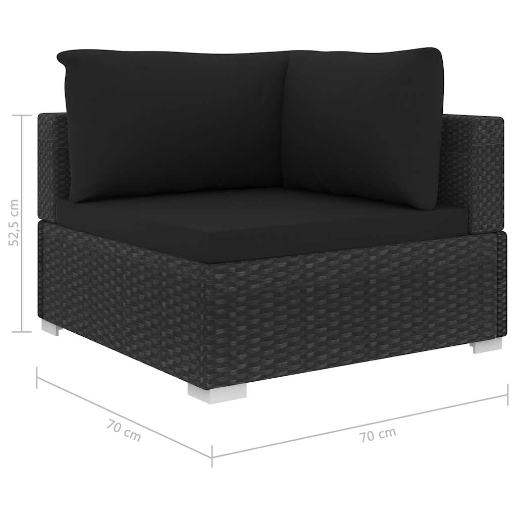 Set Divani da Giardino 4 pz con Cuscini in Polyrattan Nero