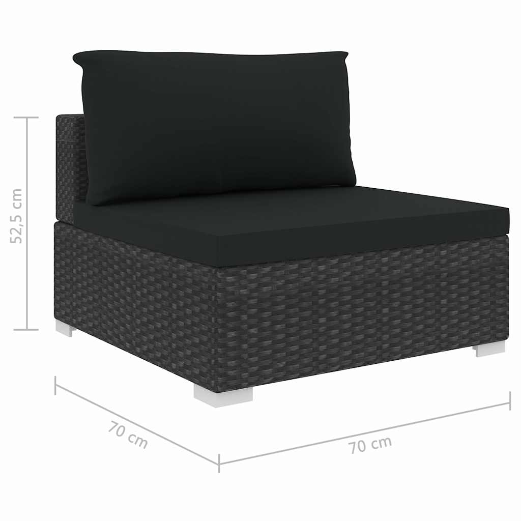 Set Divani da Giardino 4 pz con Cuscini in Polyrattan Nero