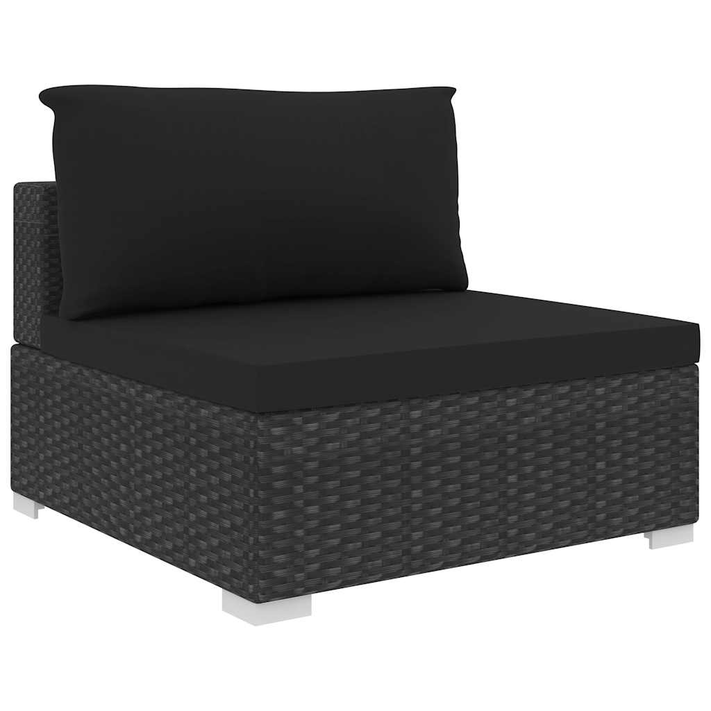 Set Divani da Giardino 5 pz con Cuscini in Polyrattan Nero