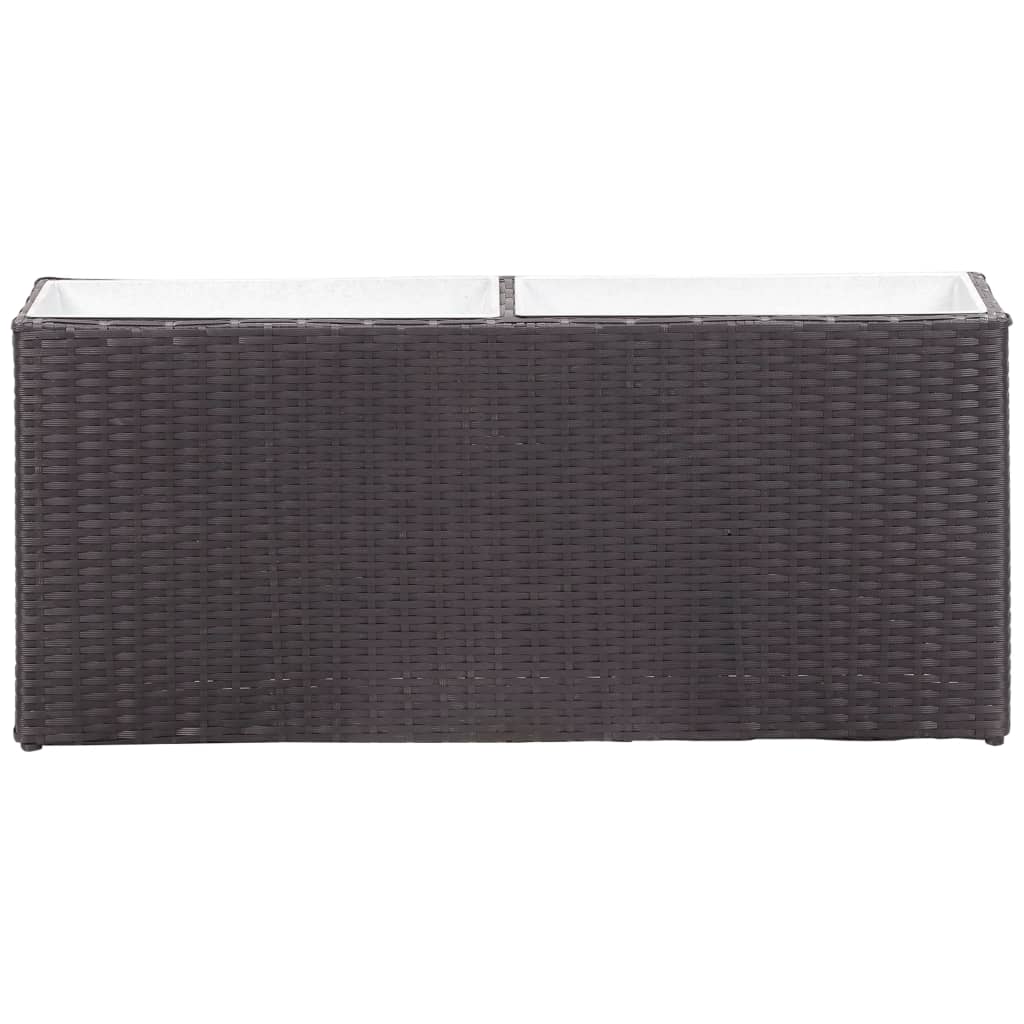 Letto Rialzato da Giardino 2 Vasi 90x20x40 cm Polyrattan Nero