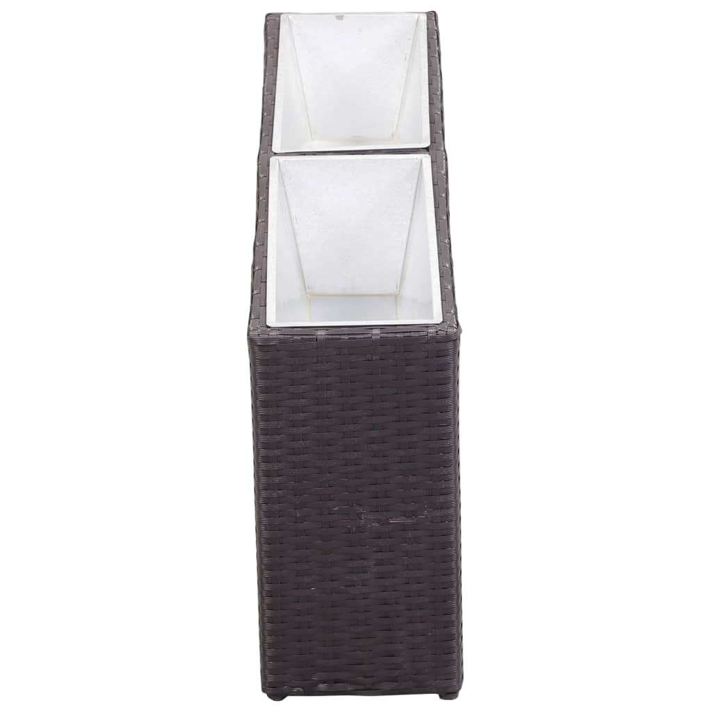 Letto Rialzato da Giardino 2 Vasi 90x20x40 cm Polyrattan Nero