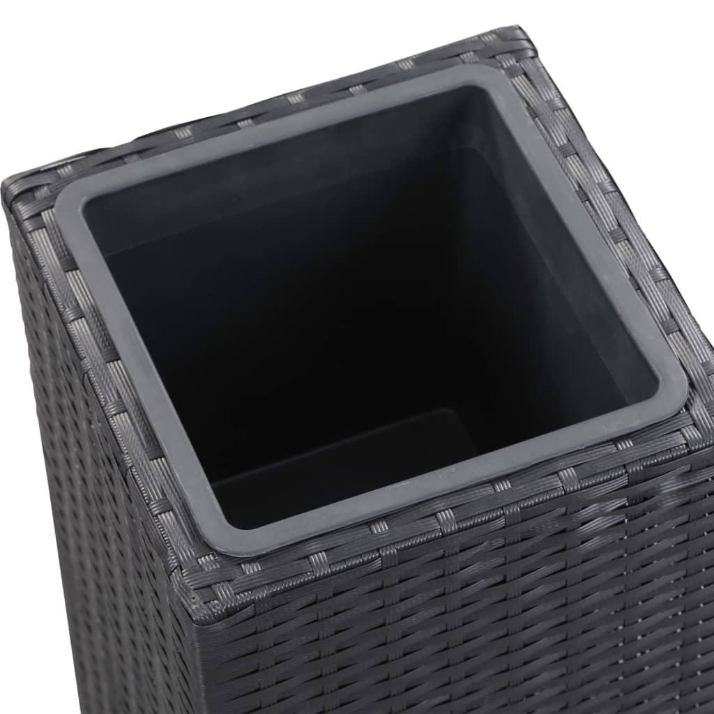 Letti Rialzati da Giardino 3 pz in Polyrattan Nero