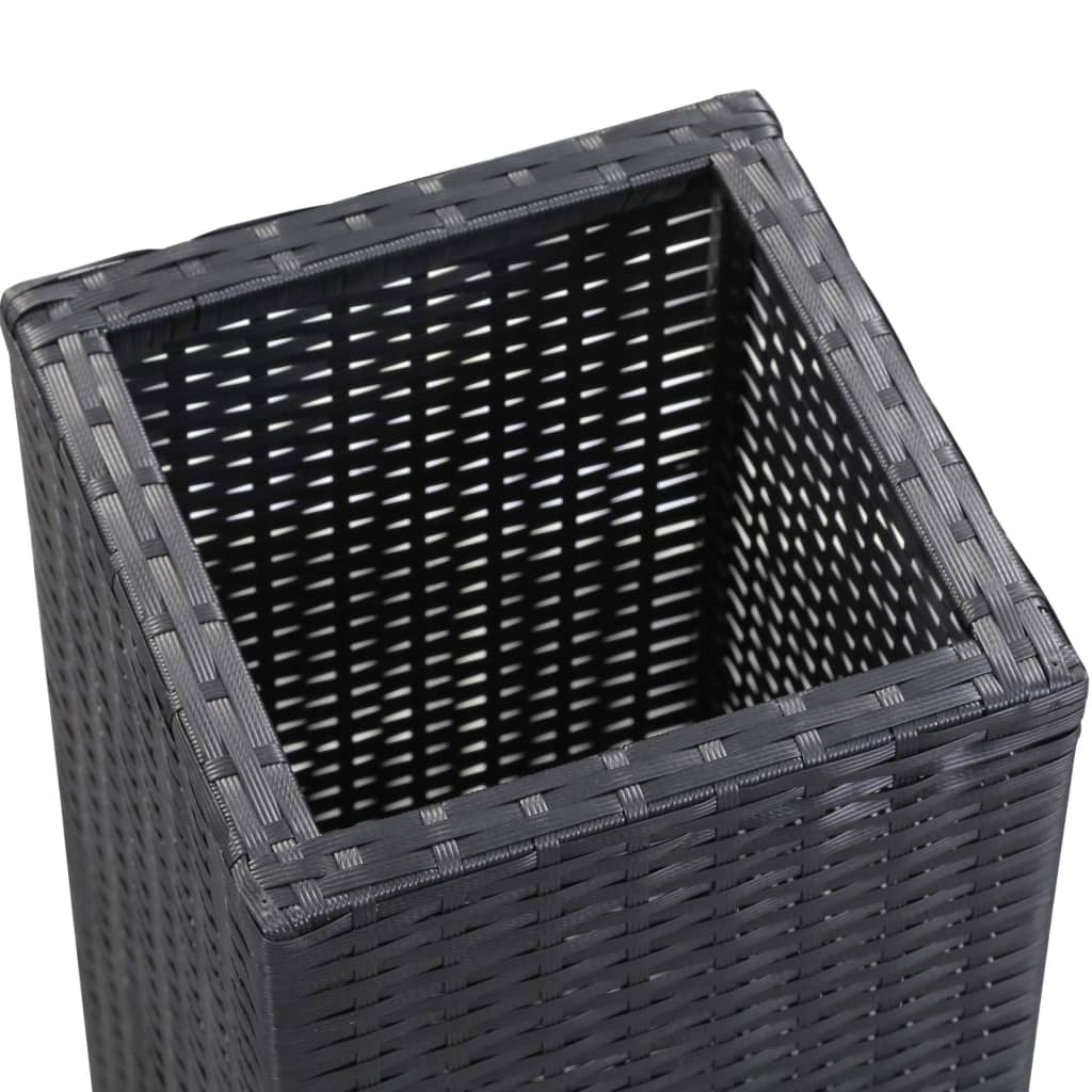 Letti Rialzati da Giardino 3 pz in Polyrattan Nero