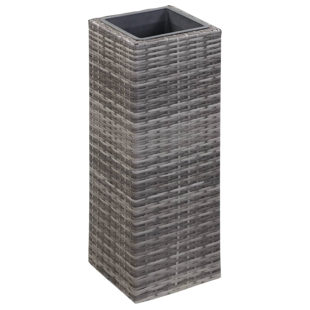 Letti Rialzati da Giardino 3 pz in Polyrattan Grigio