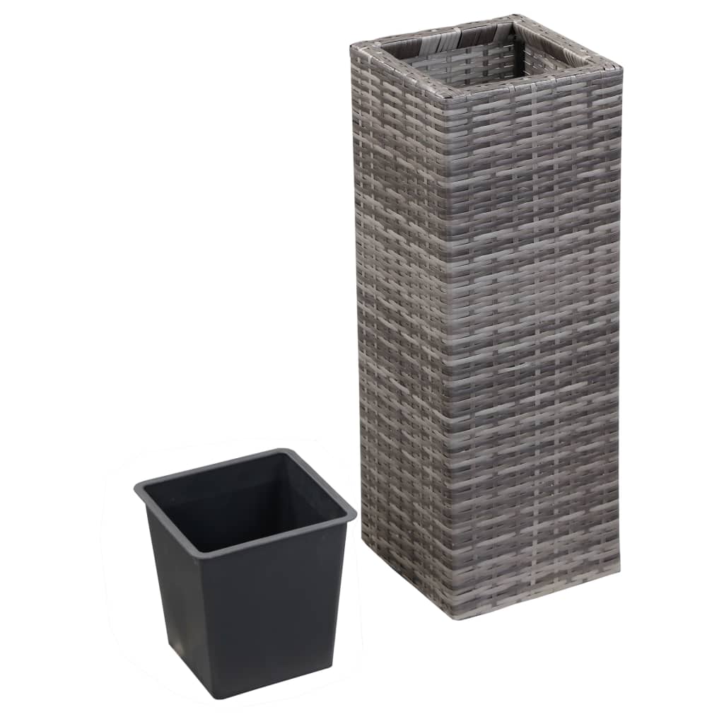 Letti Rialzati da Giardino 3 pz in Polyrattan Grigio