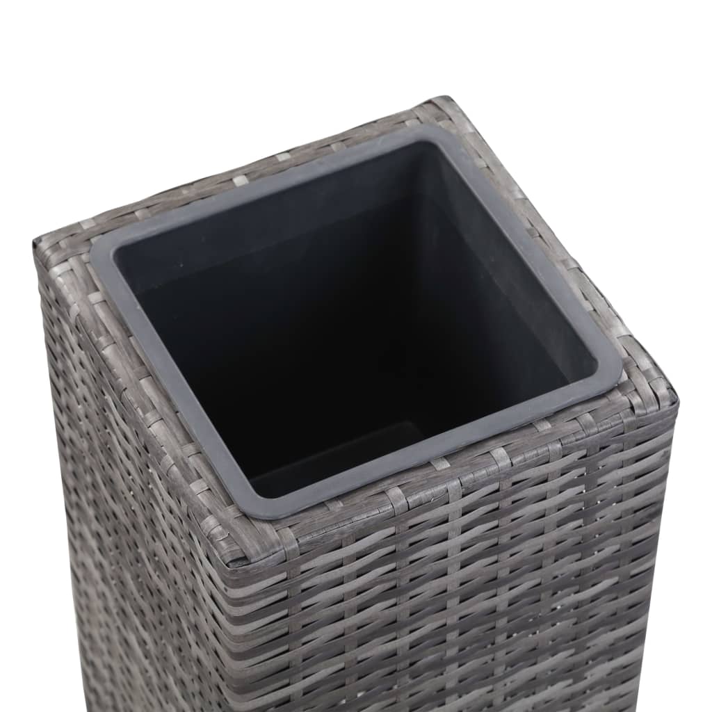 Letti Rialzati da Giardino 3 pz in Polyrattan Grigio