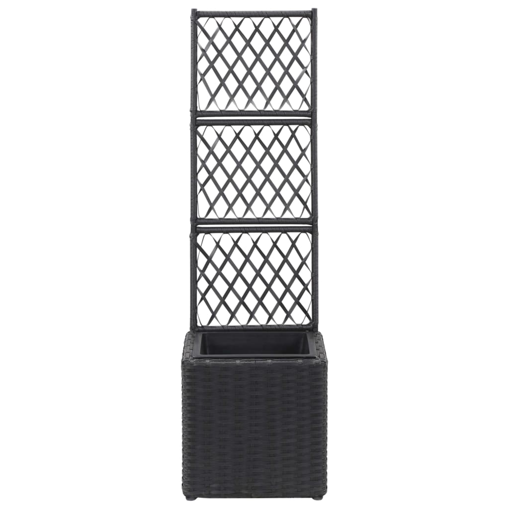 Letto Rialzato con Traliccio 1 Vaso 30x30x107cm Polyrattan Nero
