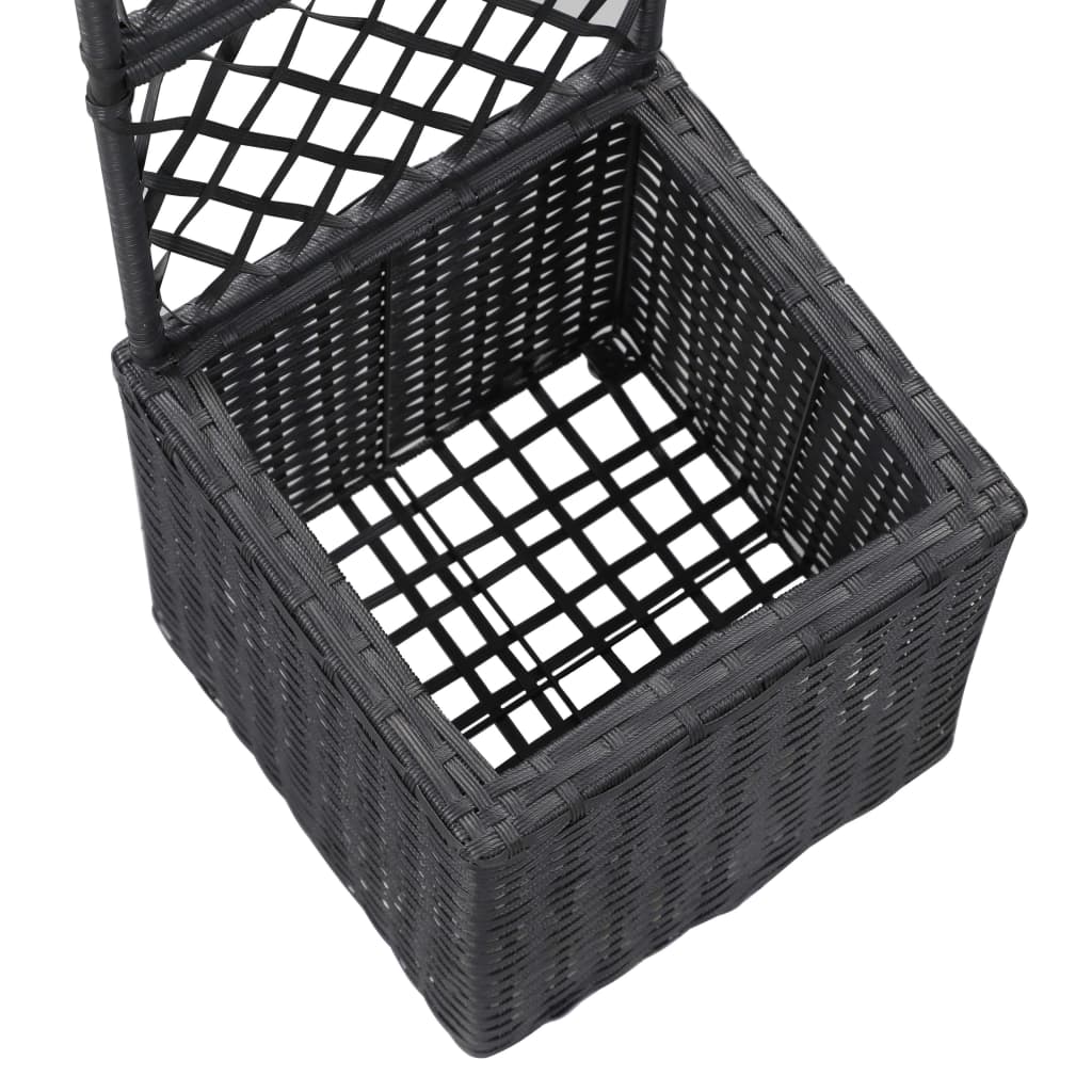 Letto Rialzato con Traliccio 1 Vaso 30x30x107cm Polyrattan Nero