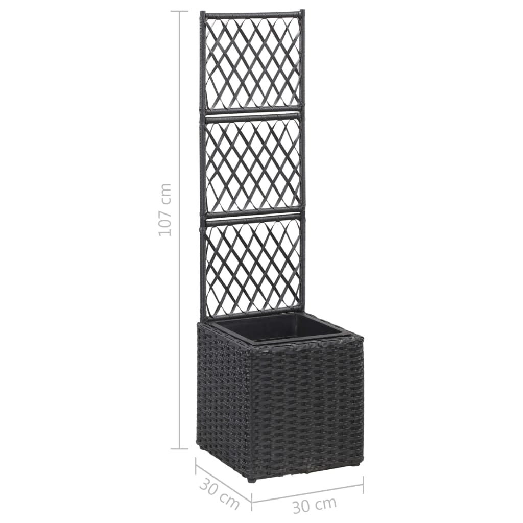 Letto Rialzato con Traliccio 1 Vaso 30x30x107cm Polyrattan Nero