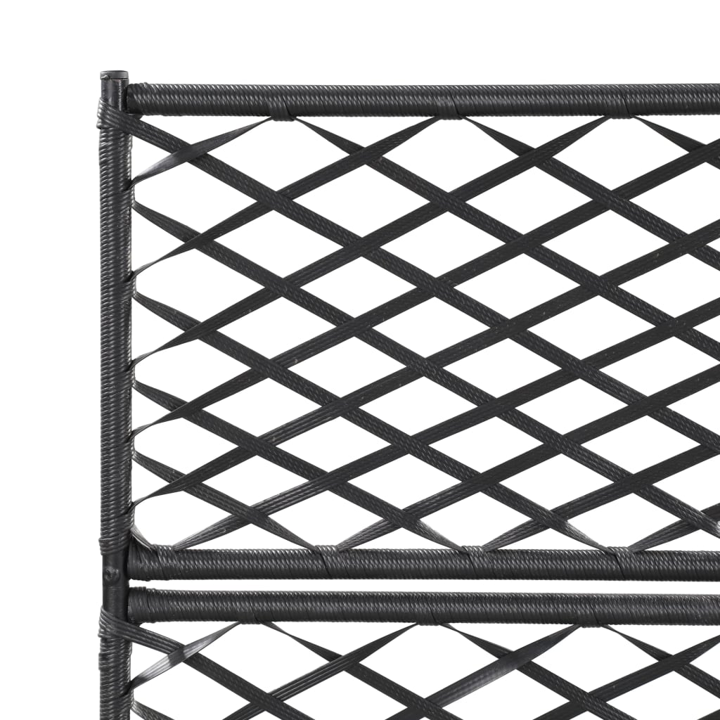 Letto Rialzato a Traliccio 3 Vasi 83x30x130 cm Polyrattan Nero