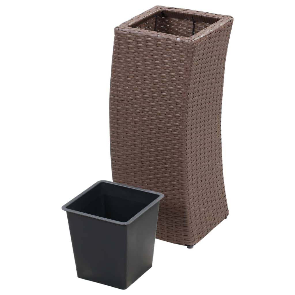 Letti Rialzati da Giardino 3 pz in Polyrattan Marrone