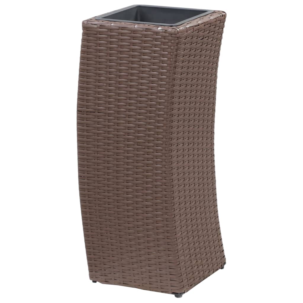 Letti Rialzati da Giardino 3 pz in Polyrattan Marrone